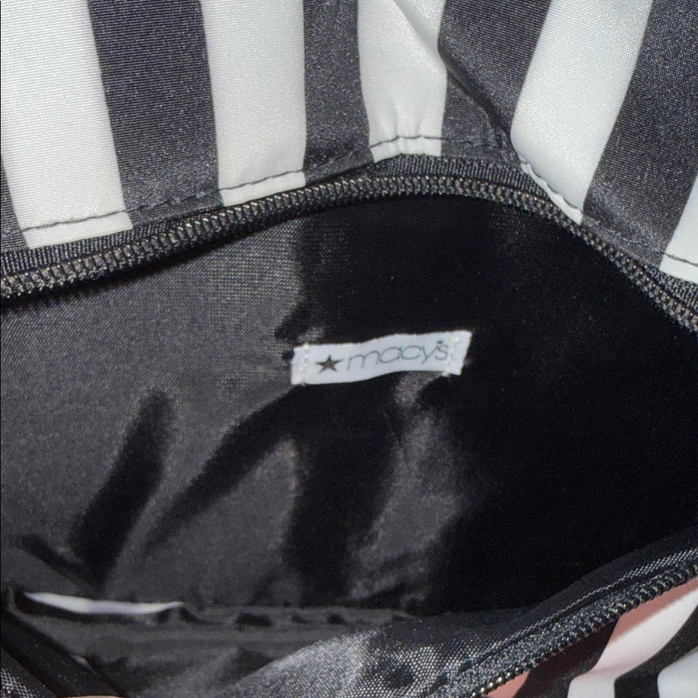 Macy's Black and White Striped Hanging Toiletry Pouch - Picture 2 of 4